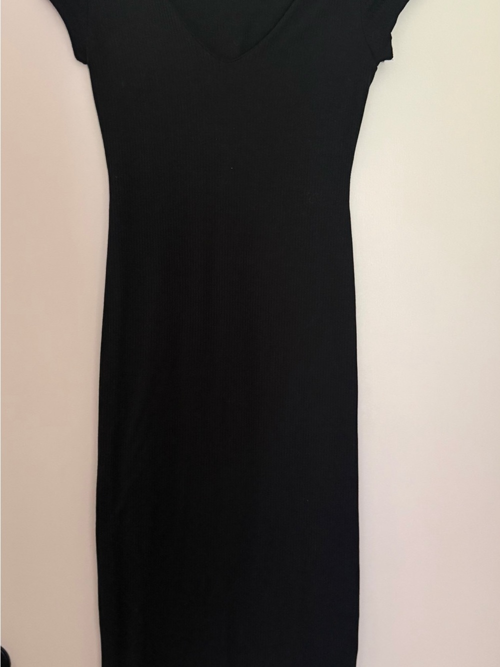 See You Monday Black V-Neck Midi Dress